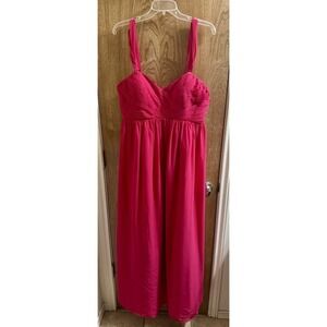 Revelry Formal Gown Dress Womens 18 Bright Pink Long Maxi Chiffon Bridesmaids